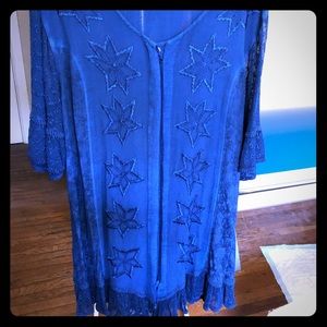 Top, tunic, blouse, extra large blue